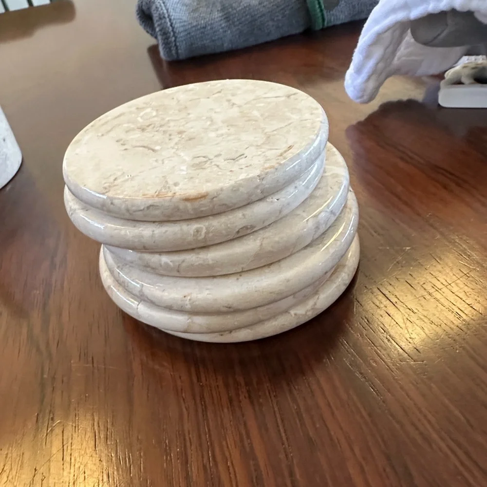 Vintage GOODIES Marble Coaster Set (heavy) handmade so has imperfections